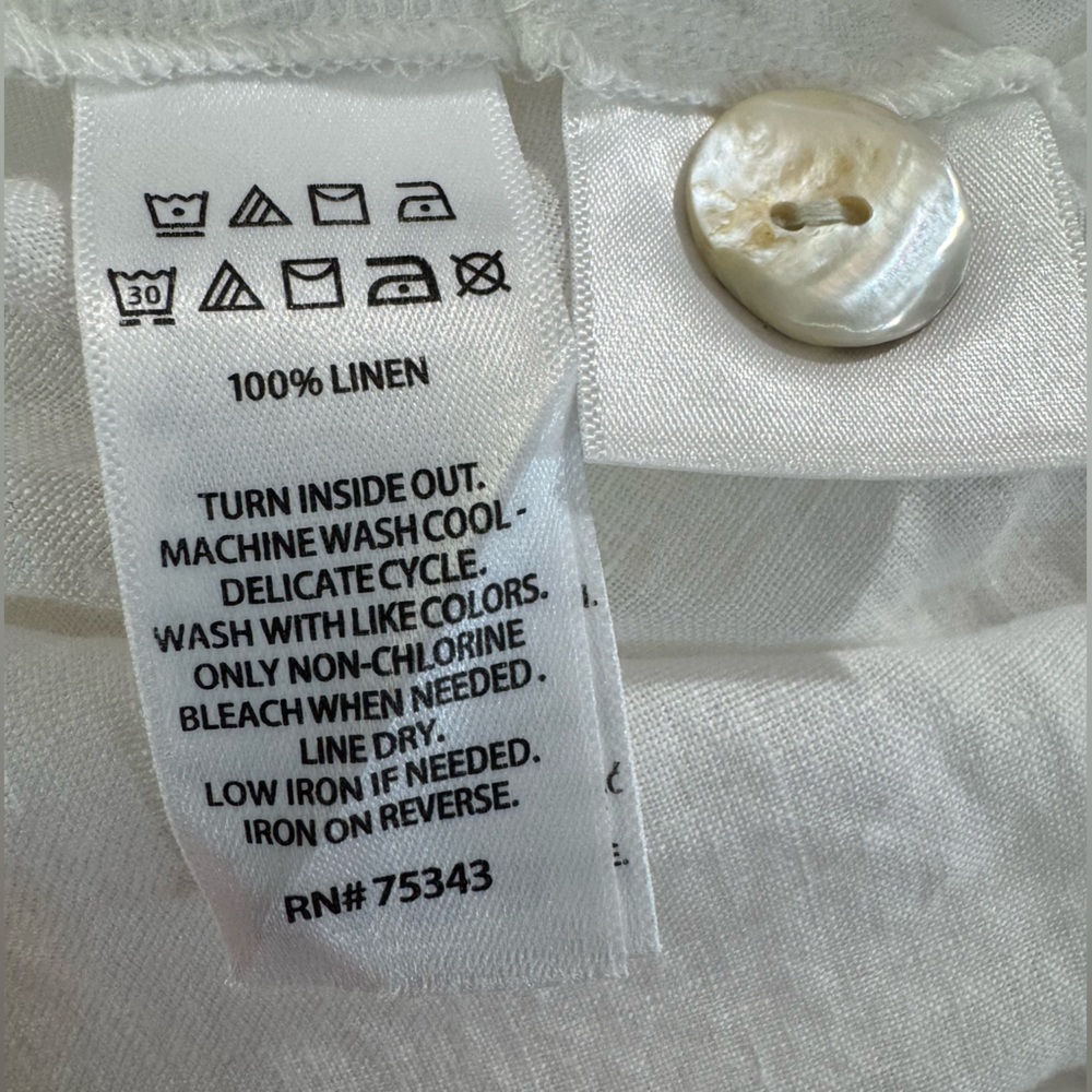 Tahari Linen Tunic Top Popover‎ V Neck Women’s 2X. White. - Picture 4 of 6